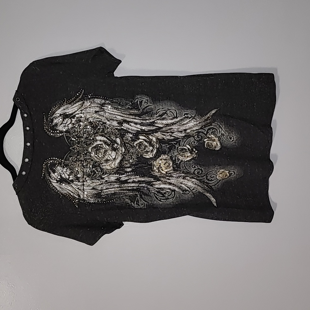 Maurice Large rose and angel wing t-shirt - Picture 2 of 7